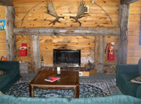 Picture of the fireplace in the recreation hall at Spirit Point